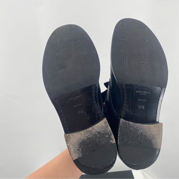 SAINT LAURENT Spike Studded Black Leather Combat Ankle Boots - Picture 10 of 12